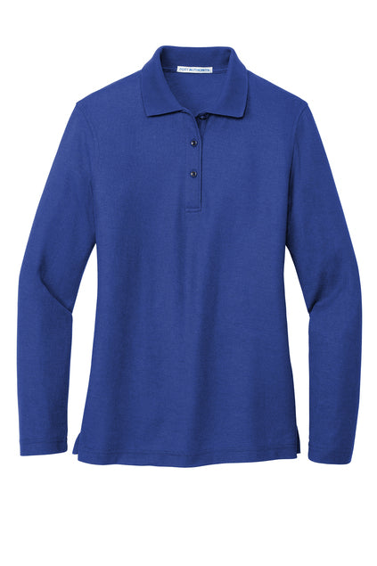 Long Sleeve Royal Women's Polo (Blank or Add Logo)