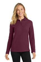 Load image into Gallery viewer, Long Sleeve Maroon Women's Polo (Blank or Add Logo)