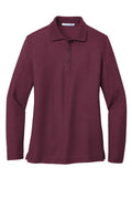 Long Sleeve Maroon Women's Polo (Blank or Add Logo)