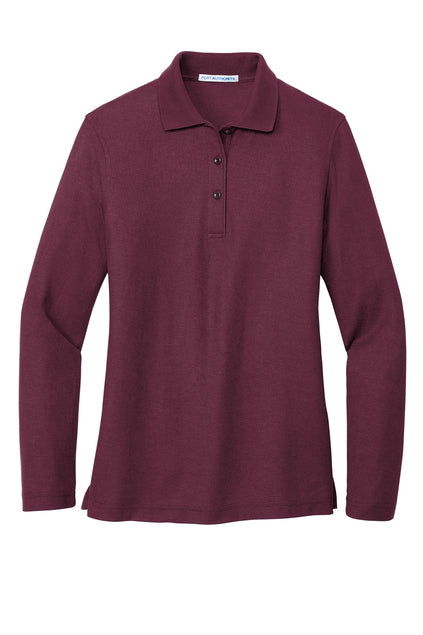 Long Sleeve Maroon Women's Polo (Blank or Add Logo)