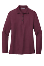 Load image into Gallery viewer, Long Sleeve Maroon Women's Polo (Blank or Add Logo)