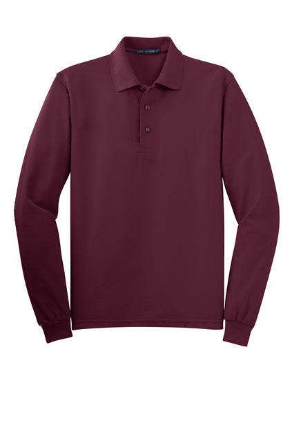Long Sleeve Maroon Men's Polo (Blank or Add Logo)