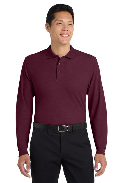 Long Sleeve Maroon Men's Polo (Blank or Add Logo)