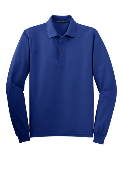 Long Sleeve Royal Men's Polo (Blank or Add Logo)