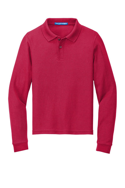 Long Sleeve Red Youth Polo (Blank or Add Logo)