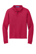 Long Sleeve Red Youth Polo (Blank or Add Logo)