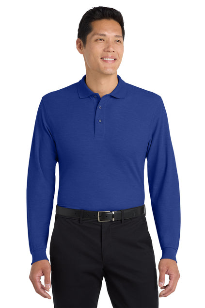 Long Sleeve Royal Men's Polo (Blank or Add Logo)