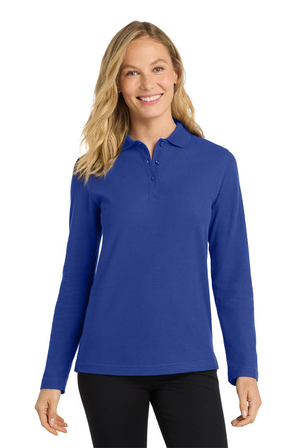 Long Sleeve Royal Women's Polo (Blank or Add Logo)