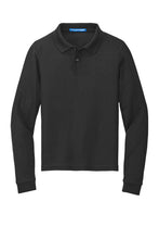 Load image into Gallery viewer, Long Sleeve Black Youth Polo (Blank or Add Logo)