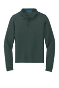 Long Sleeve Green Youth Polo (Blank or Add Logo)