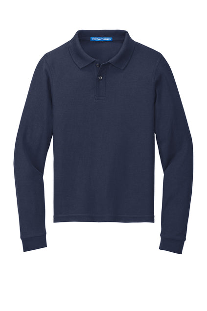 Long Sleeve Navy Men's Polo (Blank or Add Logo)