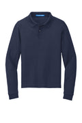 Long Sleeve Navy Youth Polo (Blank or Add Logo)