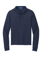 Load image into Gallery viewer, Long Sleeve Navy Men's Polo (Blank or Add Logo)