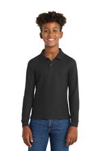 Load image into Gallery viewer, Long Sleeve Black Youth Polo (Blank or Add Logo)