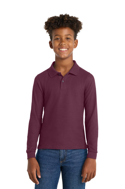 Long Sleeve Maroon Youth Polo (Blank or Add Logo)