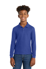 Load image into Gallery viewer, Long Sleeve Royal Youth Polo (Blank or Add Logo)