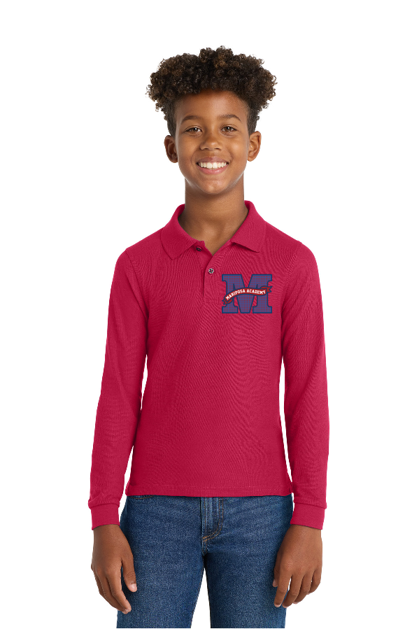Long Sleeve Red Youth Polo (Blank or Add Logo)