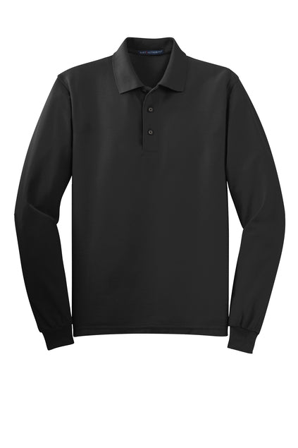 Long Sleeve Black Men's Polo (Blank or Add Logo)