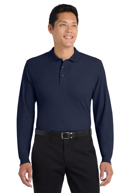 Long Sleeve Navy Men's Polo (Blank or Add Logo)