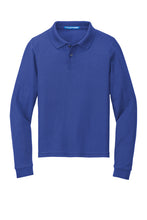 Load image into Gallery viewer, Long Sleeve Royal Youth Polo (Blank or Add Logo)