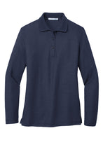 Load image into Gallery viewer, Long Sleeve Navy Women's Polo (Blank or Add Logo)