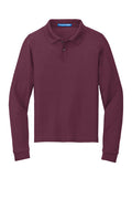 Long Sleeve Maroon Youth Polo (Blank or Add Logo)