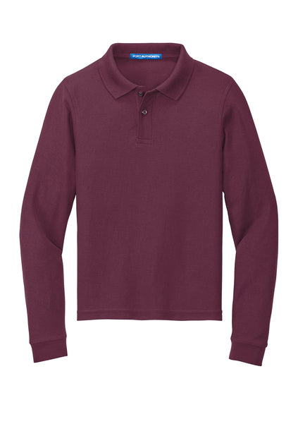 Long Sleeve Maroon Youth Polo (Blank or Add Logo)