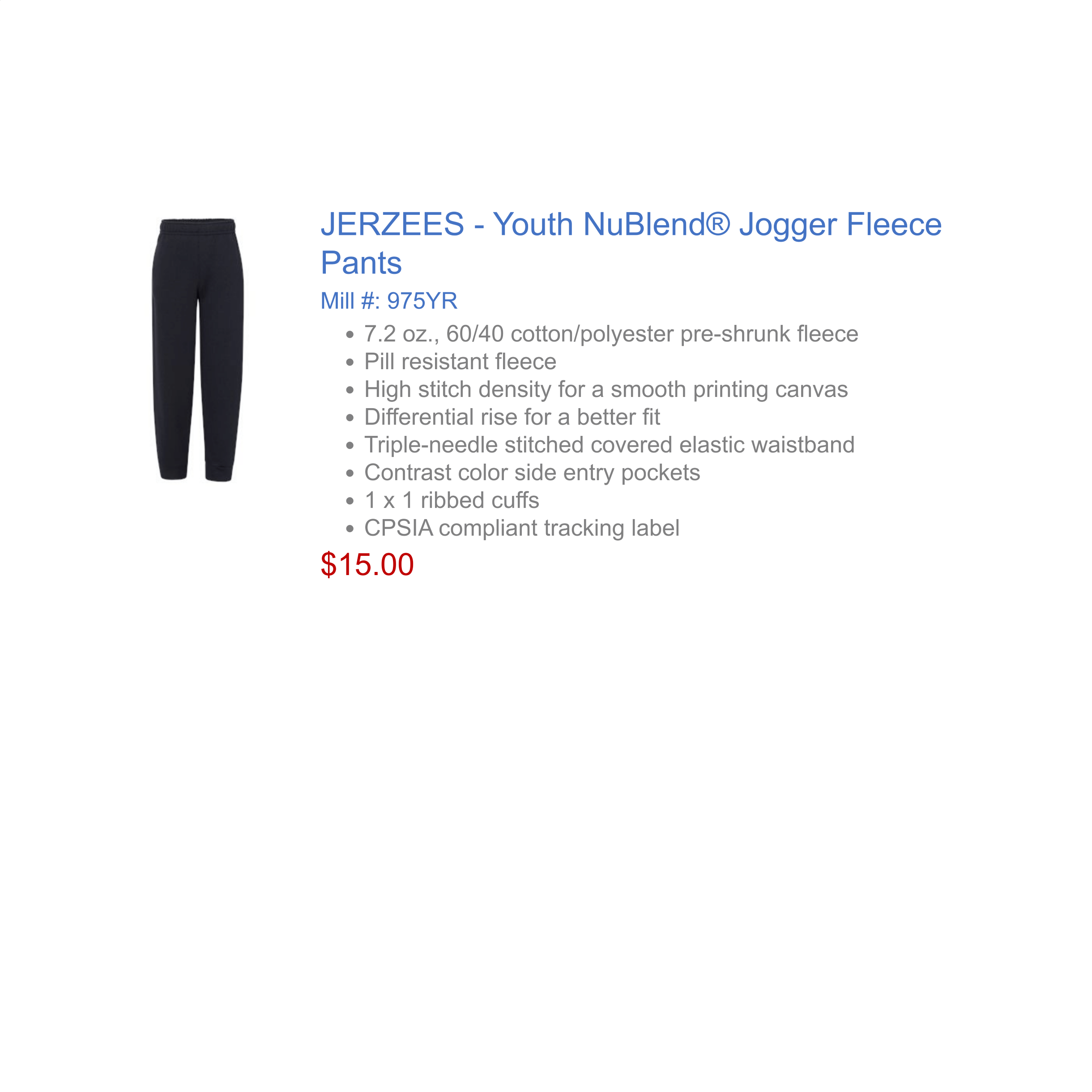 Jerzee Youth Jogger Pant – Kate's Logos Uniforms +